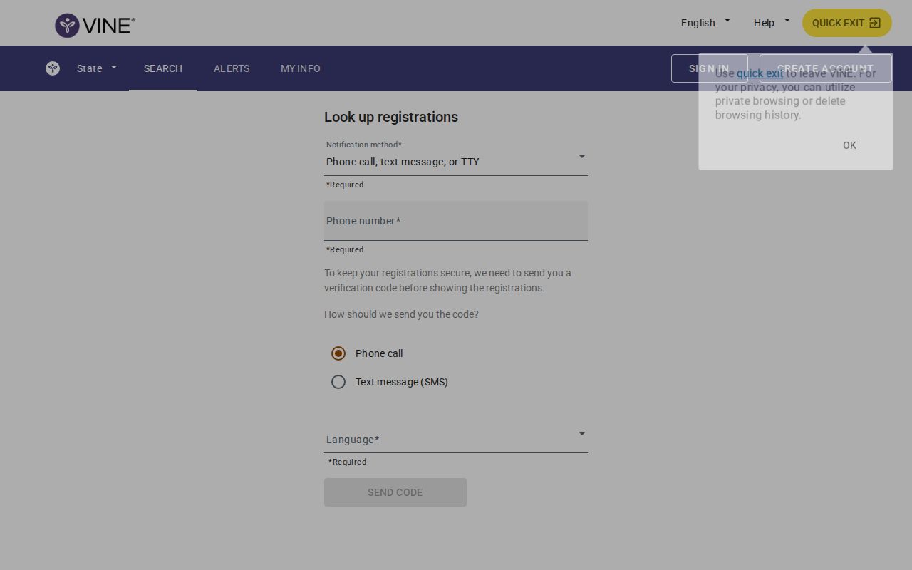 Logan County VINELink custody alert registration